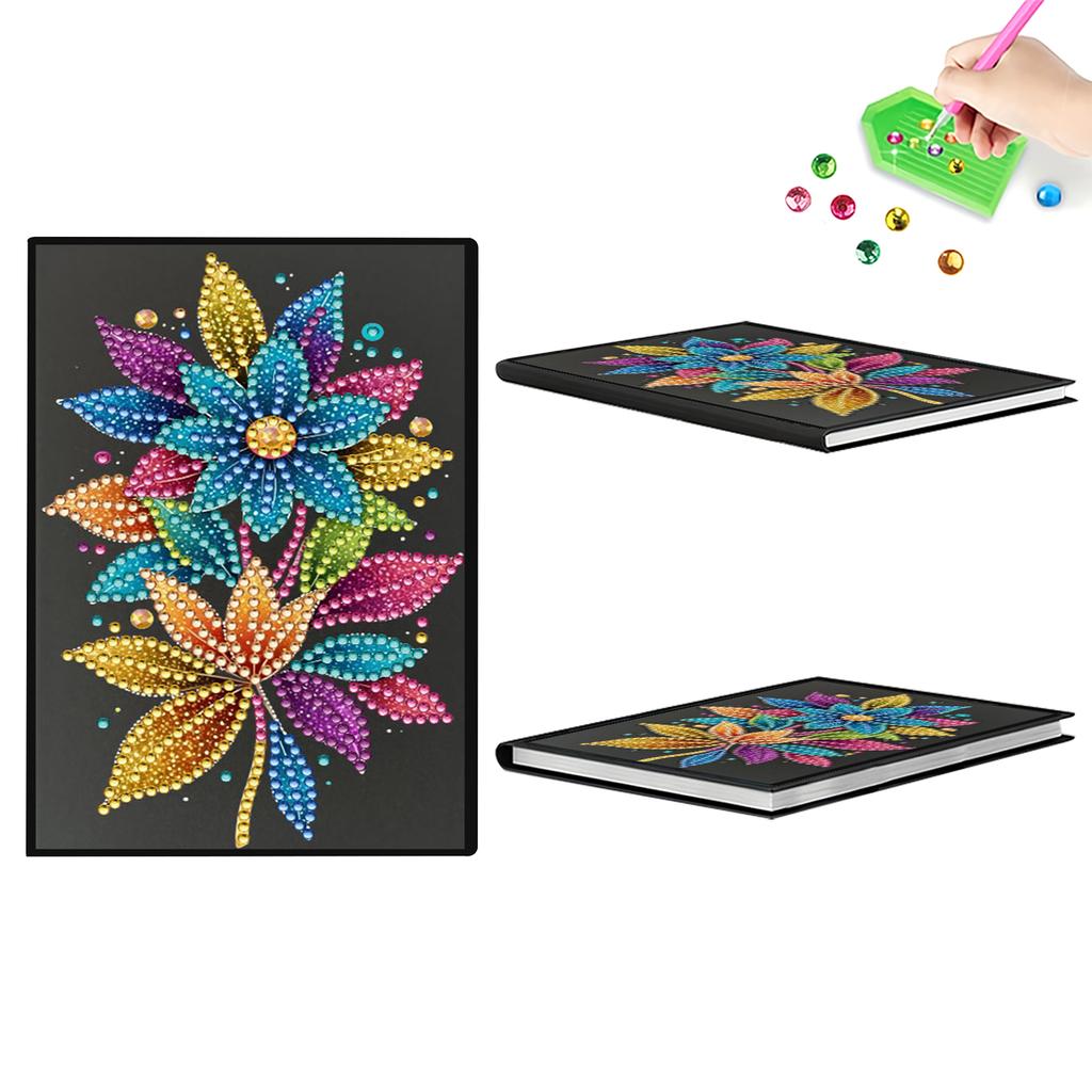 5D DIY Diamond Painting Diary Book Diamond Art Painting Notebook Kit Crystal Notepad Sketchbook for Birthdays Or Christmas Gifts
