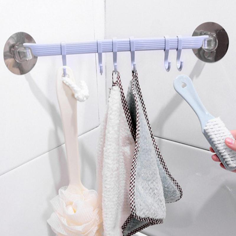 Blue/White/Pink Suction Cup Type Hook 6 Rows For Kitchen Bathroom Corner Suspension Without Marks Hanger Hook