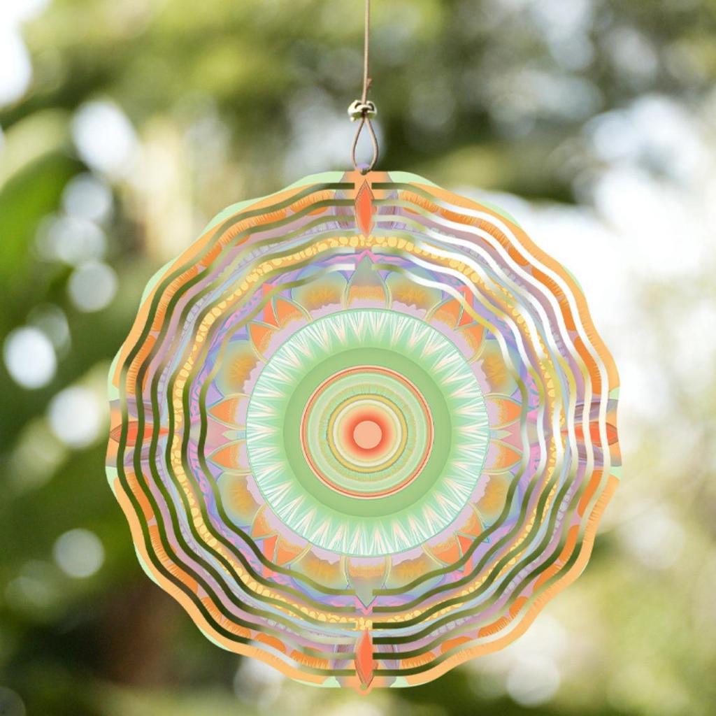 10 Zoll Böhmisches Mandala Windspiel Metall Gartendekor mit 360° drehbarem Haken Keine Batterie erforderlich Perfektes Geschenk für Außen Terrasse Hof