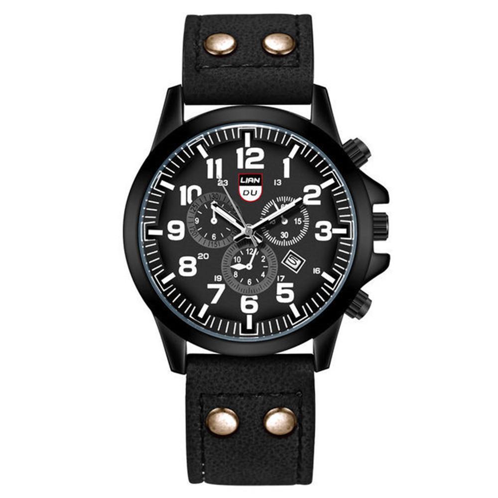 

Classic Mens Quartz Watch With Denim Decor And Calendar For Casual And Business Use Black