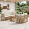 Outdoor Sofa Set 6 Pieces Natural and Cream White Poly Rattan