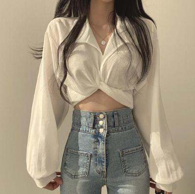 Koreanische Schleife Crop Top für Damen