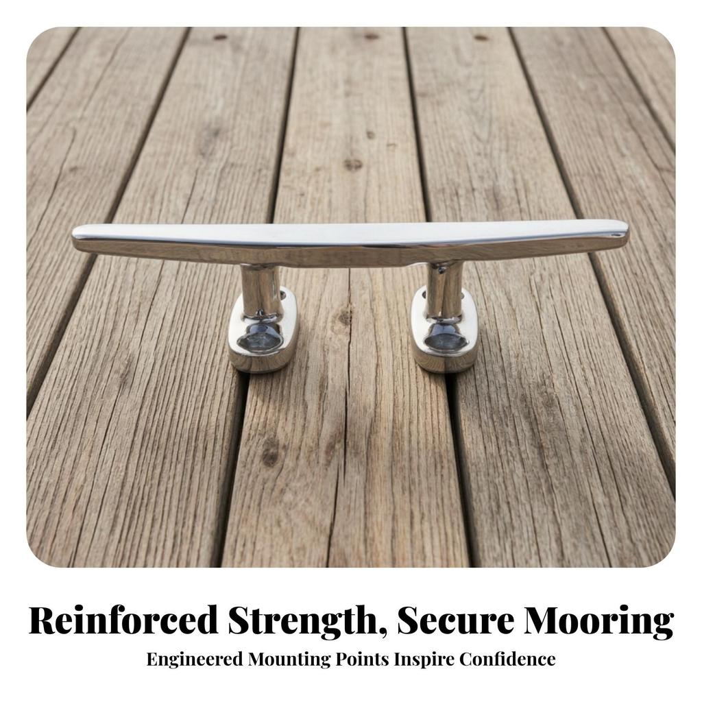 316 Stainless Steel Boat Dock Cleats | MirrorPolished Finish, Flat Cleat, for Boats 8inch Slide