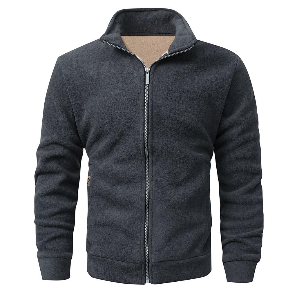 Herren Freizeit Sport Reißverschluss Stehkragen Kapuzenmantel Herren einfarbige Strickjacke