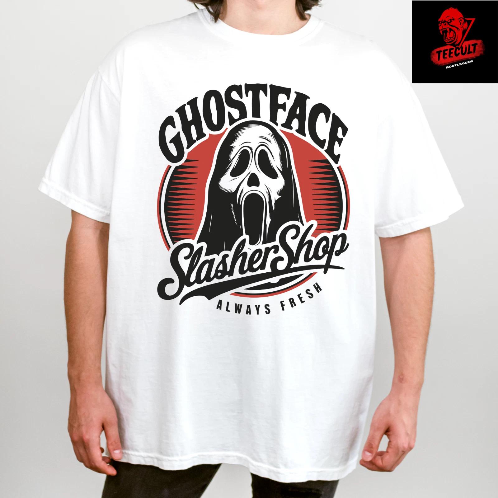 Men s and Women s T-shirts Ghostface Scream Slasher Shop Horror Movie Halloween Unisex XL
