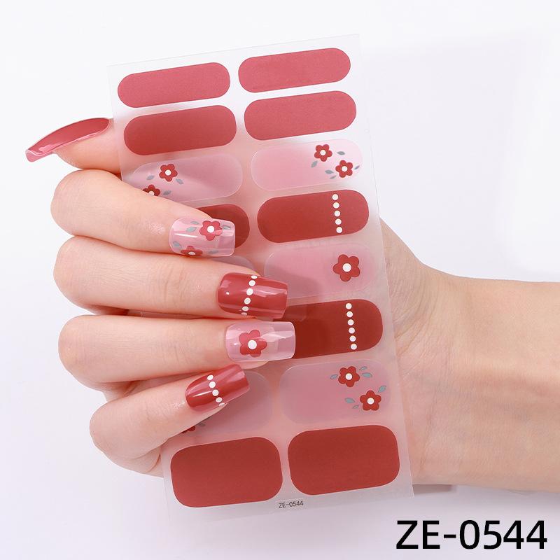 New 16-finger French Manicure Stickers Flash Onion Pink Nail Stickers Simple Manicure Stickers