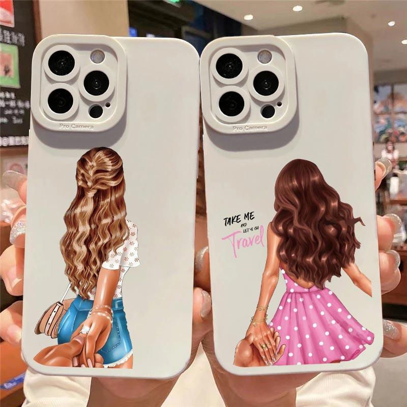 Fashion Girls Silicone Phone Case for iPhone 14 13 12 11 Pro Max Case for iPhone SE 2020 14 7 8 Plus XR X XS Soft Cover Fundas