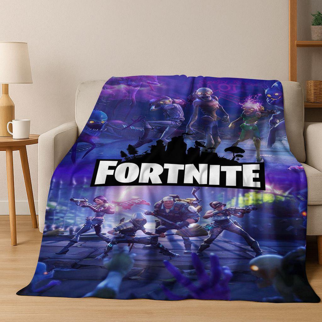 3D F-Fortnite Game Cartoon Flannel Blanket Soft Warm Throw Blanket for Bed Bedroom Room Living Room Travel Camping Kids Gift