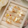 6/14/20 Pcs Imitation Pearl Flower Zircon Rings Set for Women Vintage Elegant Irregular Gold Color Open Ring Party Jewelry Gifts