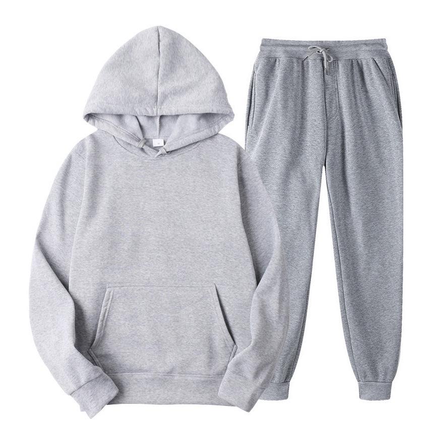 Completo da uomo con felpa con cappuccio e pantaloni della tuta in pile tinta unita