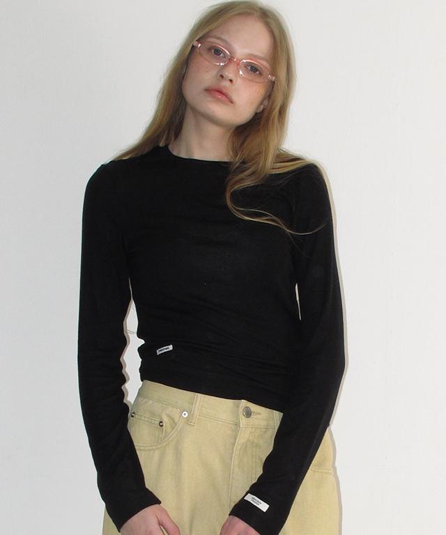 RONRON [Set] Soft Mini Label Long Sleeve (9Colors) (D Type)