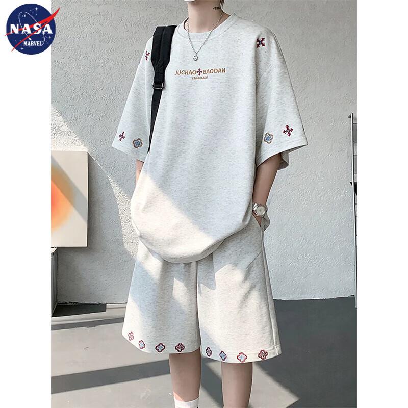 NASA MARVEL Men s Embroidered Short Sleeve Shorts Set 5XL