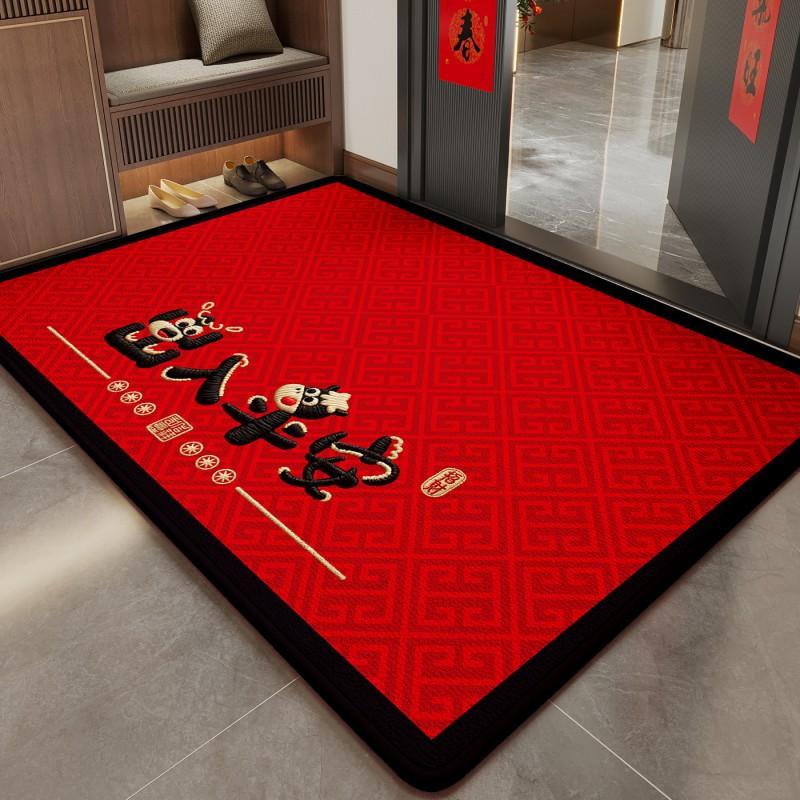 Horse Red Doormat Festive Entrance Rug Non-slip Home