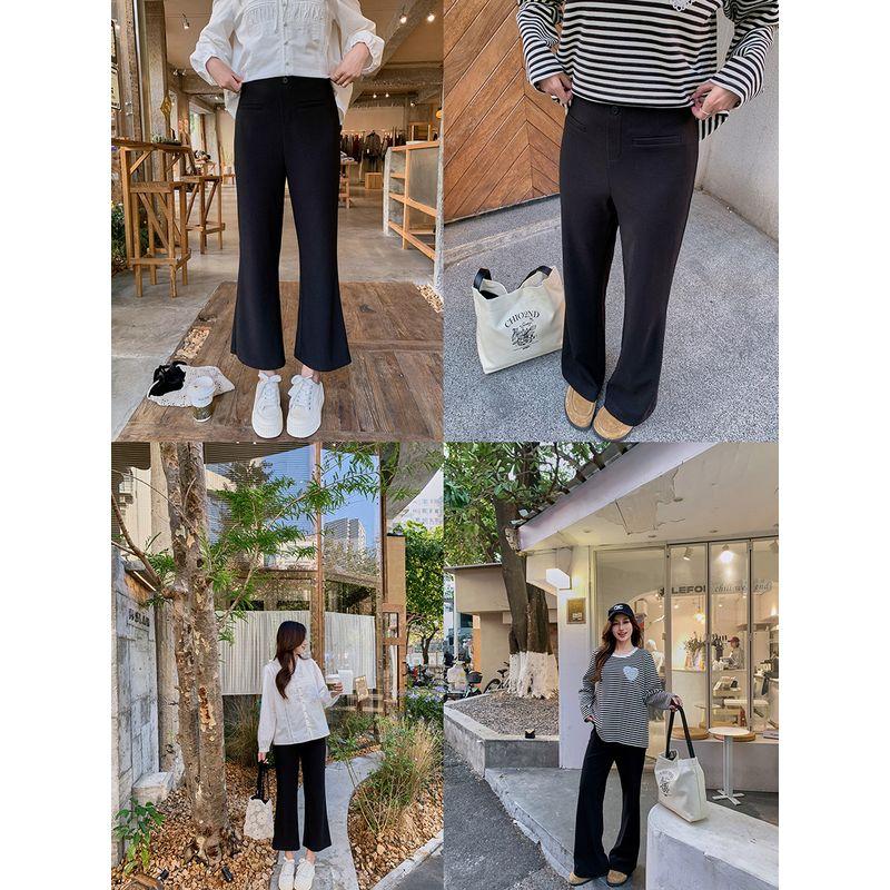 Maxi Plus Size Women's Clothing Show Thin Black High-Waisted Boot-Cut Pants Spring Plus Size Ladies Loose Elastic Straight Casual Pants