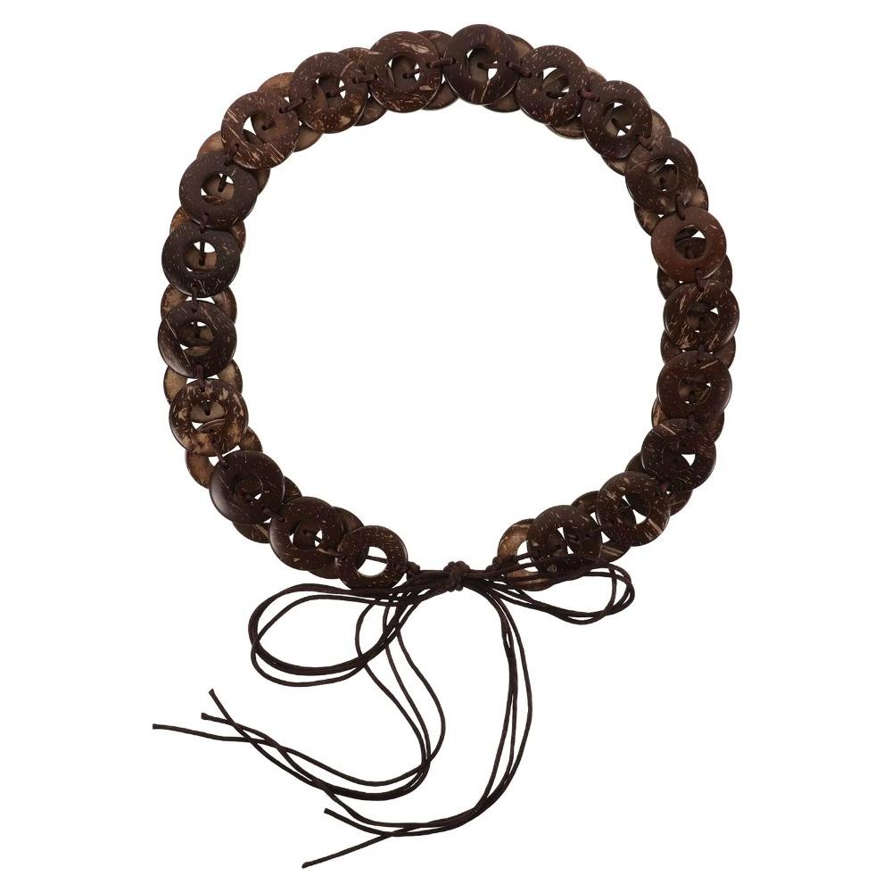 Jeans Decor Coconut Shell Woven Belt Adjustable Retro Tassel Waist Chain  Pants