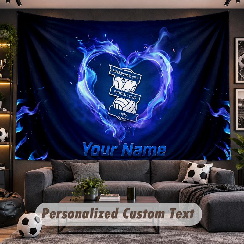 Wall Hanging Tapestry Custom NameBIRMINGHAM CITY Pattern Personalized Printed Fabric Wall Decor