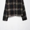 Womens Wool Blend Plaid Jacket Loose Fit Streetwear Outerwear Long Sleeve