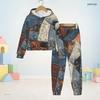 Kids Tie Dye Printed Hooded Long Sleeve Sweatshirt And Cuffed Pants Two Piece Set