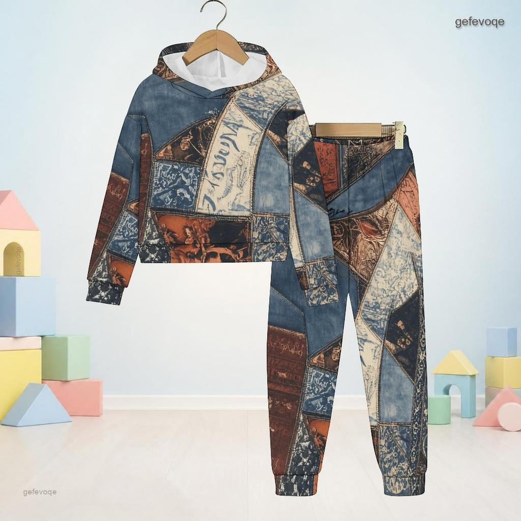 Kids Tie Dye Printed Hooded Long Sleeve Sweatshirt And Cuffed Pants Two Piece Set