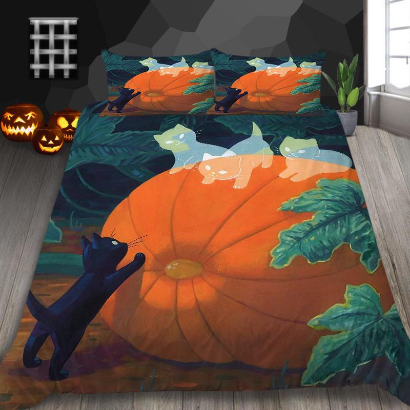Halloween Home Bedding Set Pumpkin Lamp Duvet Cover Full Size Single/Double Bed 2/3 Piece Home Decoration