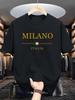 Men's summer 100 cotton fashionable casual loose plus size MILANO ITALIA pattern printed sports round neck short sleeved T-shirt