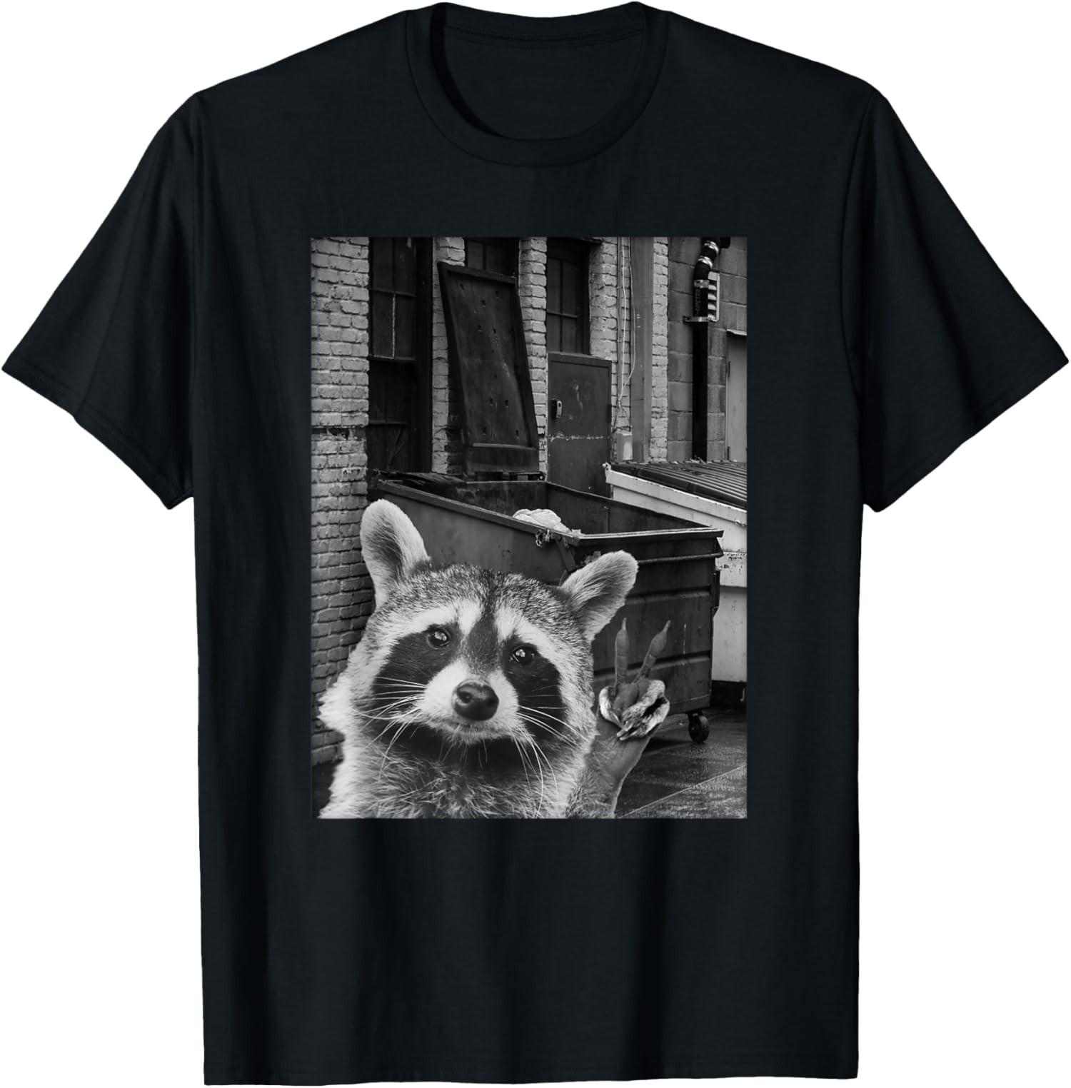 Funny Animal Raccoon Selfie Funny Cool Cute Unisex T-Shirt S