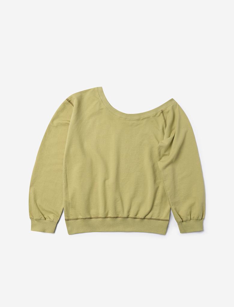 FLATWAVE IN SEOUL Kaya Unbalance Off Shoulder Sweatshirt Olive