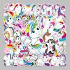 50 Adorable Rainbow Unicorn Stickers for Suitcases, Water Bottles, Laptops & Cars - Waterproof & Cute Cartoon Designs