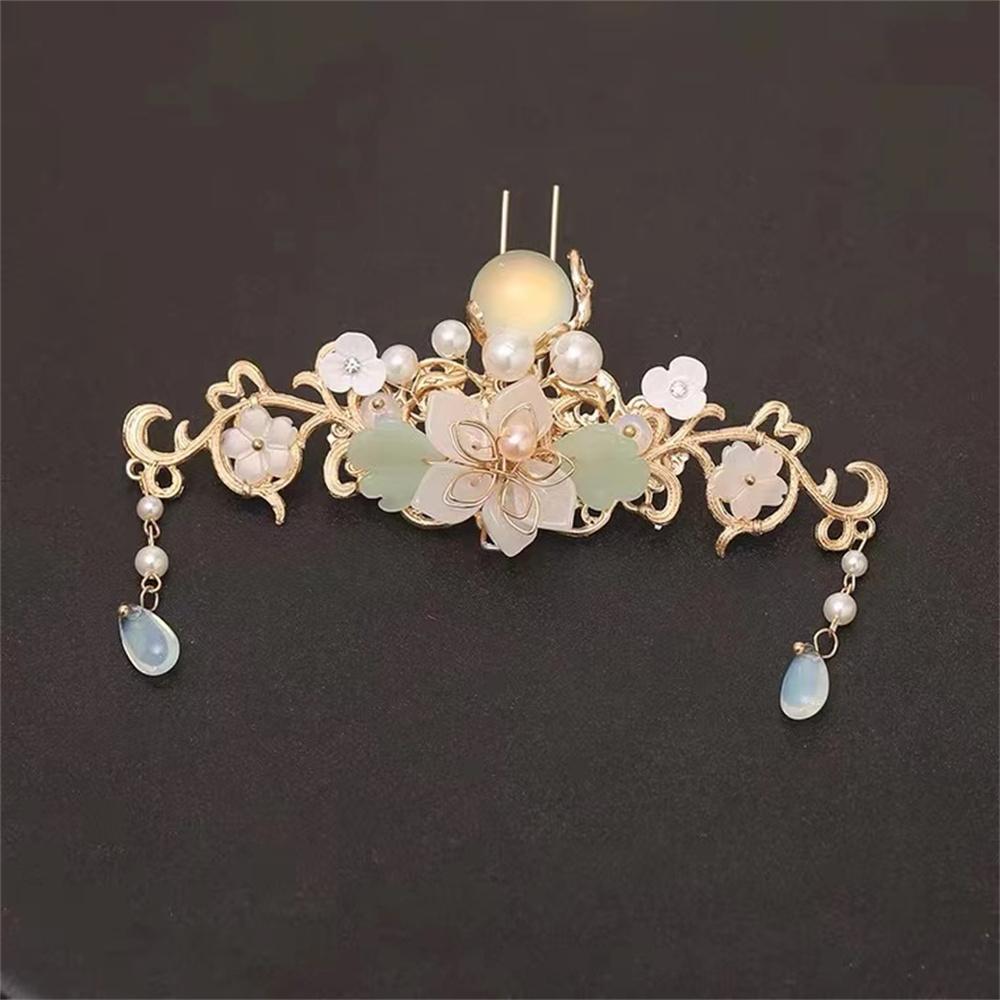 Hanfu Matching Rhinestones Hairpin Stylish Flower Shape Ancient Chinese Style Hair Pins Set