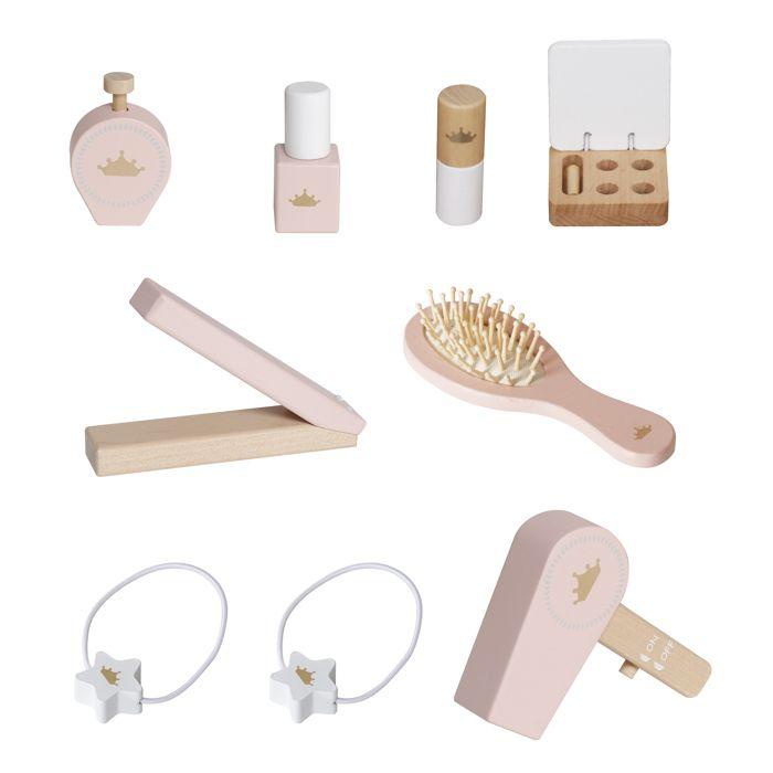 Coiffeuse Enfant - GINGER HOME - Bois Massif - Miroir Ovale - Accessoires Inclus