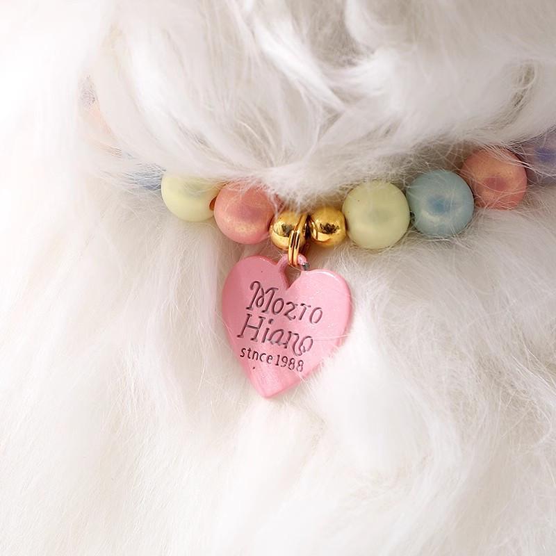 Heart Pendant Pet Pearl Collar Colorful Beads Dog Necklace Cat Collar Puppy Accessories Dog Chain Chihuahua Pet Wedding Jewelry