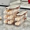 Automatic Rolling Egg Container Fridge Storage Box Food Grade BPA Free Transparent Stackable Fridge Organizer with Lid