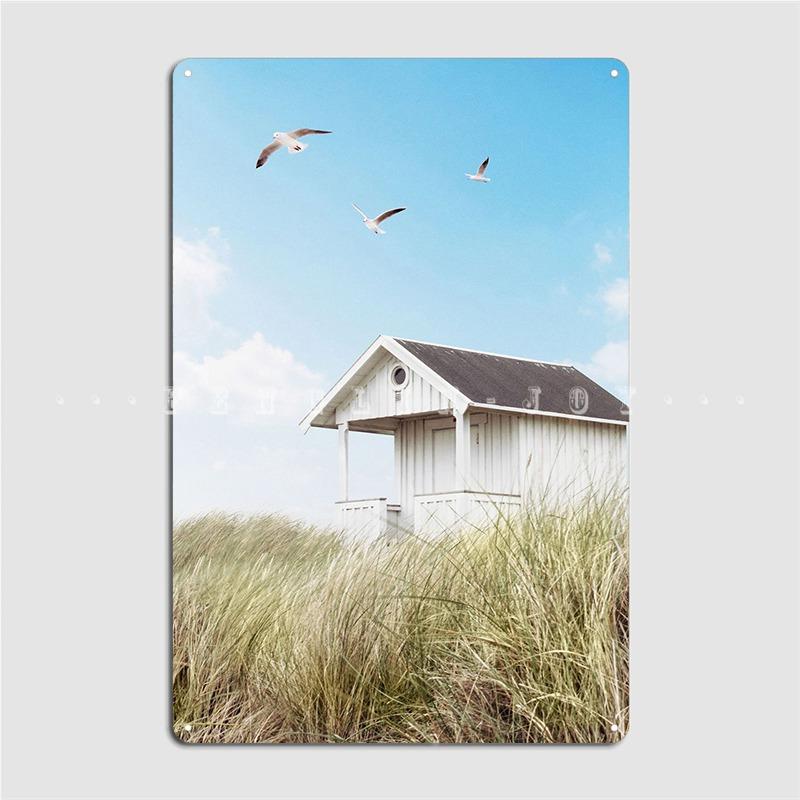

Пляжная хижина, металлическая табличка, табличка для гостиной, клуба, дома, забавный жестяной знак, плакат 20x30cm