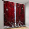 Christmas Ball Stars Decorated Curtain Red Holiday Ribbon Curtain a Set of Two, Home Living Room Bedroom Kitchen Shade Curtain