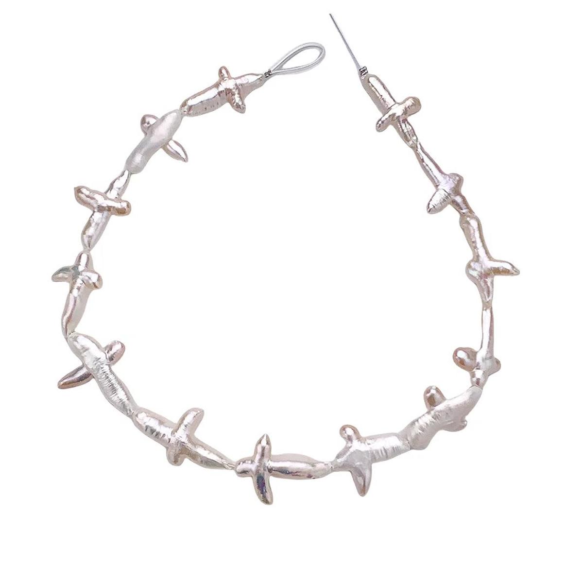 

1 нить, искусственный белый жемчуг в стиле барокко, бусины-кресты ручной работы в богемном стиле для поделок своими руками, креативное изготовление украшений, подарки на Пасху ко Дню матери 36 см 1String/36cm белый