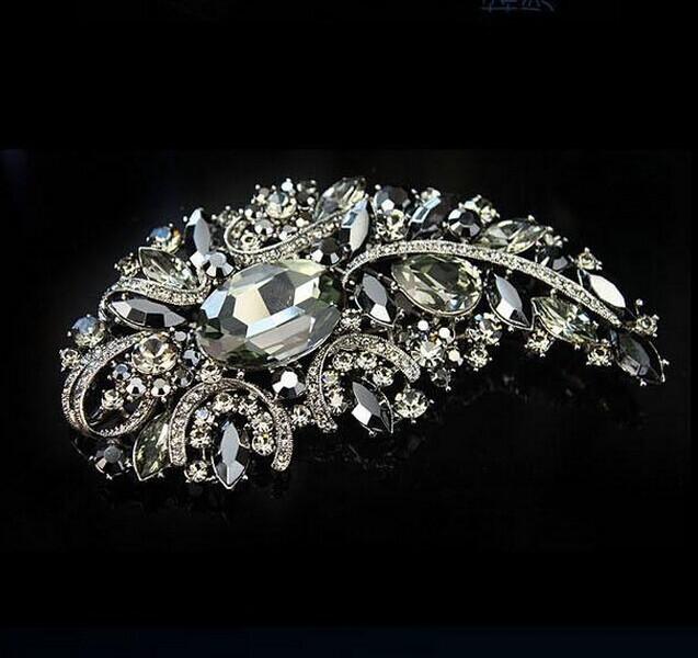 Luxury Full Crystal Exaggerated Broocch Badges For Women Men Elegant Rhinestone Waterdrop Pin  Lady Clothing Coat Corsages