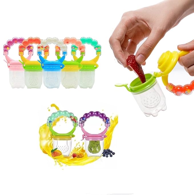 Baby Fruit Rattle Nibbler – Soft Silicone Fruit Feeder with Built-in Rattle Handle