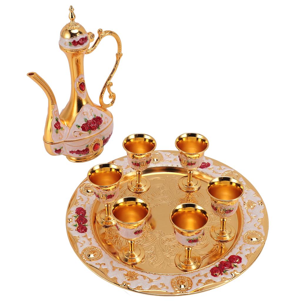 Vintage tyrkisk kaffekannesett sinklegering rustsikker fargeekte elegant tyrkisk tesett for hjemmet