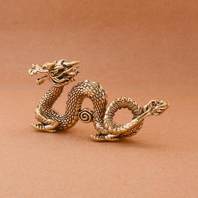 Chinese Beast Dragon Statue Bronze Figurine Ornaments Antique Copper Mythical Animal Miniature Home Decoration Crafts Collection