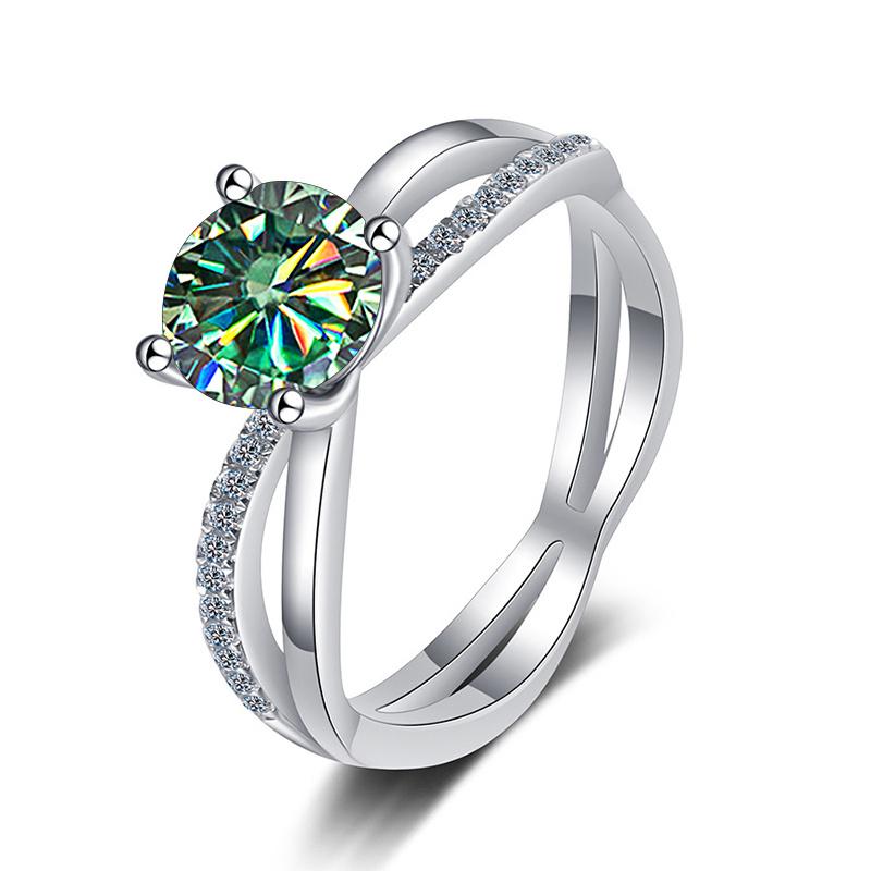 Bague Ringen S925 Sterling Silver Luxury Jewelry 1 Carat D Color Moissanite Diamond Ring For Wedding Four Claw Cross Hollow Rings