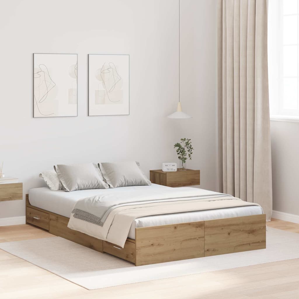 Storage Bed Frame Artisan Oak 120 x 190 cm