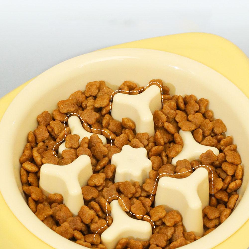 2-in-1 Slow Feeding Bowl for Pets with Double Stainless Steel Bowls - Anti-choking Food and Water Bowl for Dogs/cats,