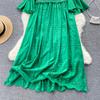 RUGOD French Retro Ethnic Embroidered Round Neck Flared Sleeve Dress Women's Loose Temperament All-match A-line Long Dress