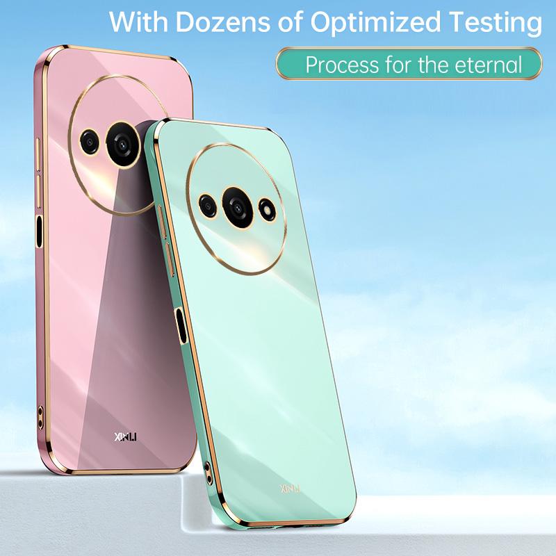 Luxury Square Plating Phone Case On For Xiaomi Redmi A3 RedmiA3 ShockProof Soft Silicone Back Cover