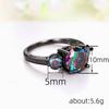 Huitan Women Unique Black Rings with Multi-colored Cubic Zirconia Wedding Band Accessories Vintage Rings Female Party Jewelry