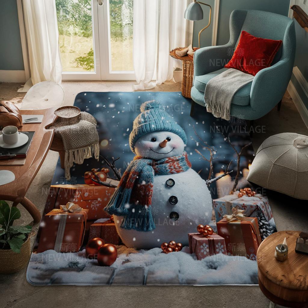 House Entrance Carpet Home Door Mat Living Room Bath Foot Bathroom Non-slip Water Absorption Rugs Bath Merry Christmas Winter
