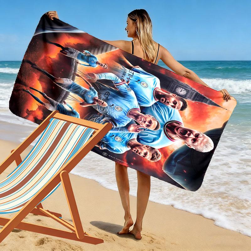 The Blues Print Beach Towel, Large Soft Quick Dry Towel for Beach Camping Swimming