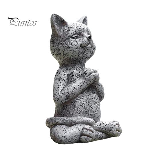 Ornamento per cortile resistente alle intemperie, Statuetta animale da meditazione, Statua Zen in resina, Decorazione da giardino seduta per alleviare lo stress, Scultura per gatto/cane/rana