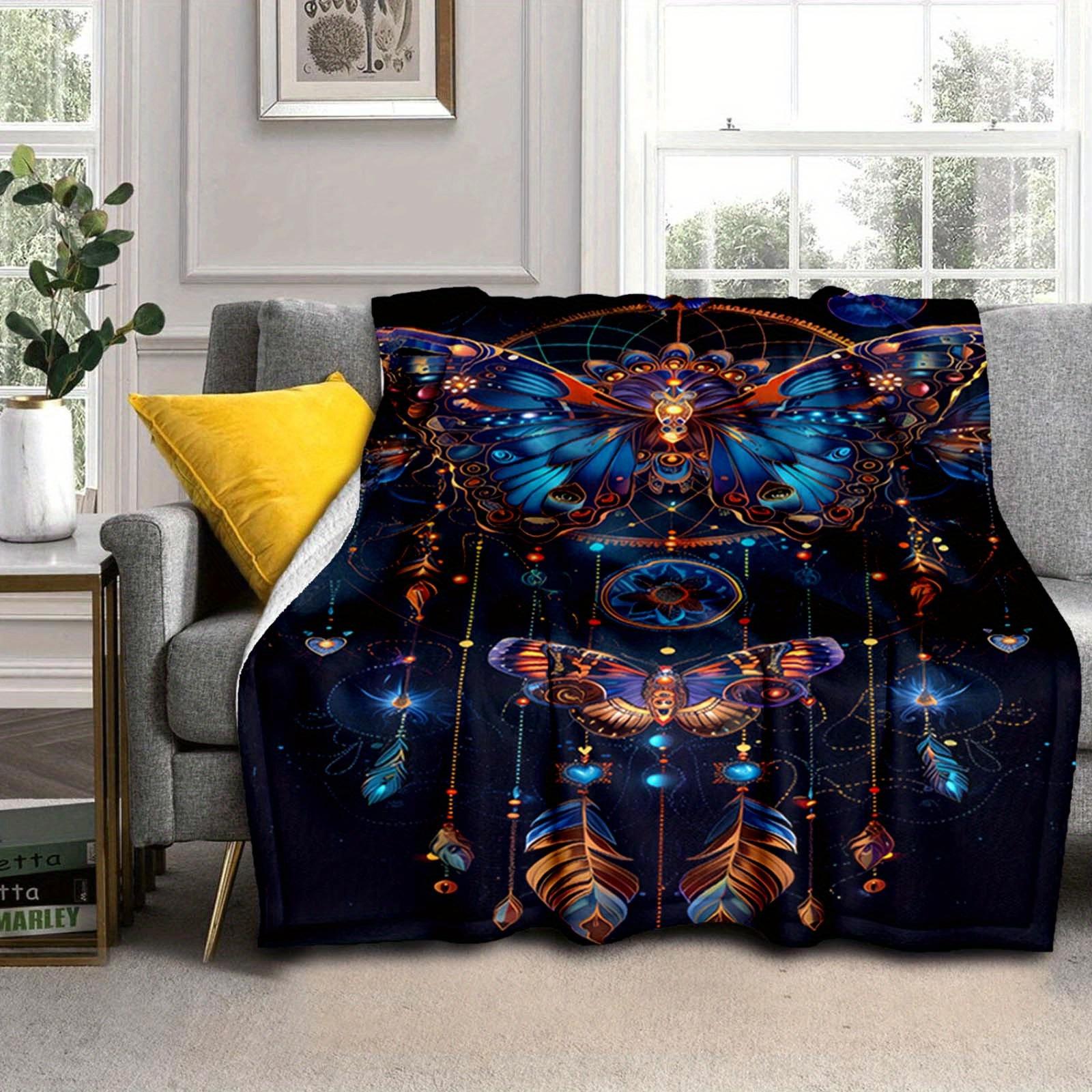 

1pc Butterfly Print Blanket, Flannel Blanket, Soft Warm Throw Blanket Nap Blanket For Couch Sofa Office Bed Camping Travel 130cmx150cm