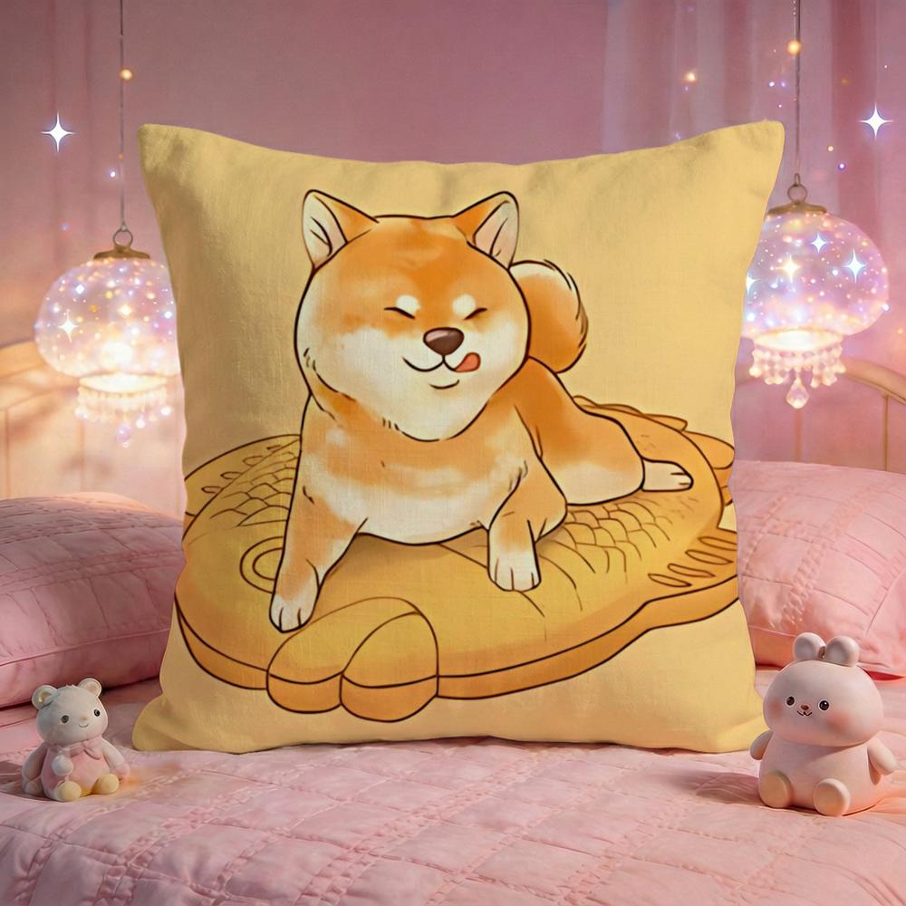 Playful Shiba Inu Cushion Cover Premium Comfort Reversible Pillow Cove Two in One Design for Any Room Car Interior